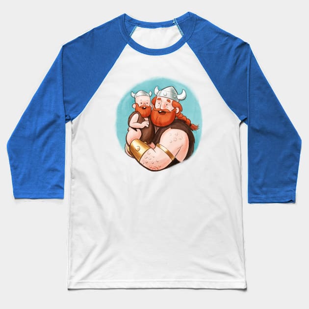 Viking Papa Baseball T-Shirt by pavstudio